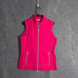 KJUS Golf Vest Womens Medium Hot Pink Full Zip Softshell White Performance Layer